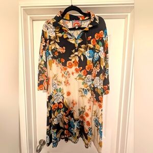 Johnny Was Emma Rose Print Shirt Dress